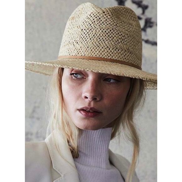 Janessa Leone Hart Straw Fedora Small Jute Packable Summer Sun Tan Neutral main image 6